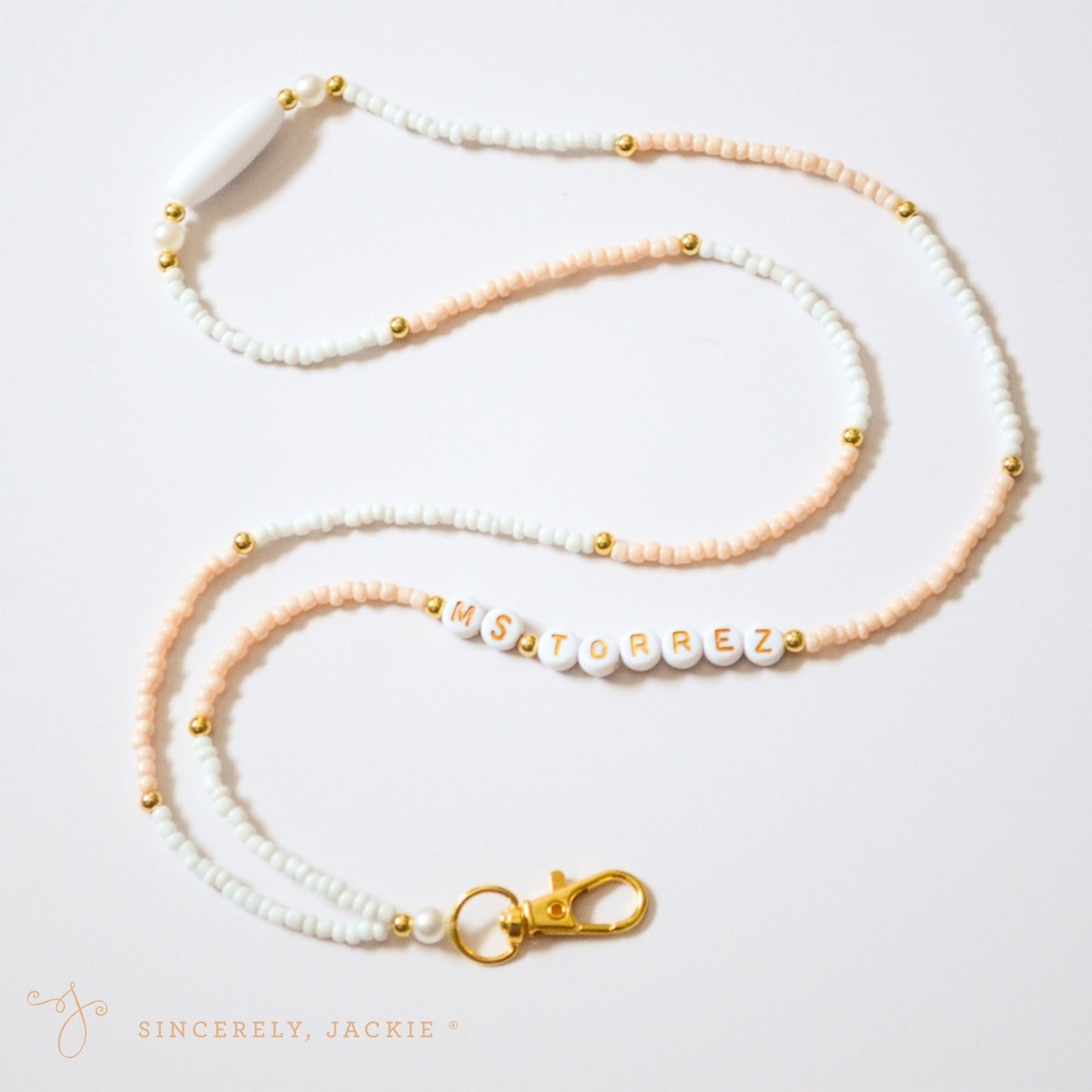 Ivory + White Badge Lanyard