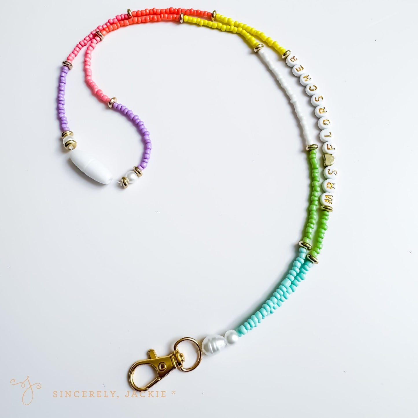 Light Rainbow Badge Lanyard