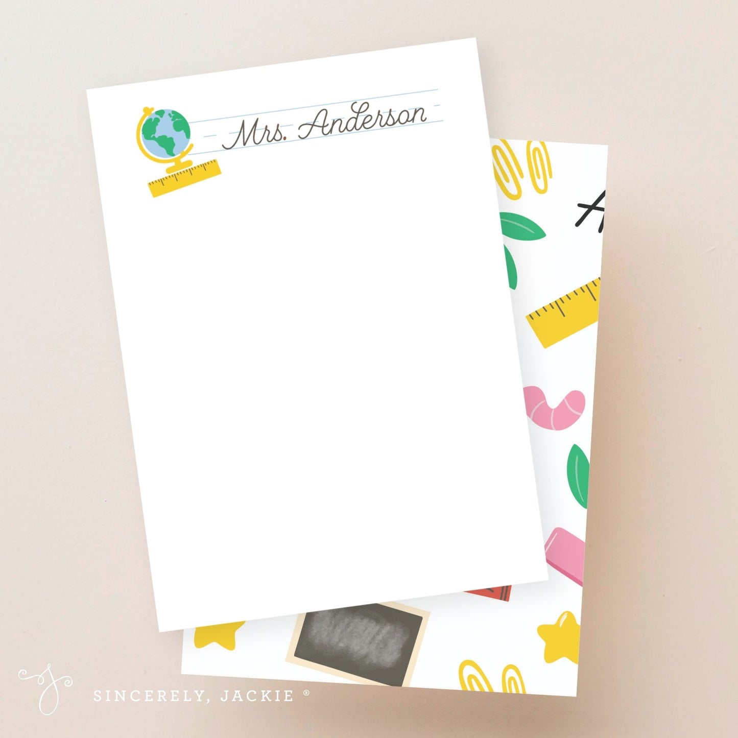 Apple and Books Note Card Set