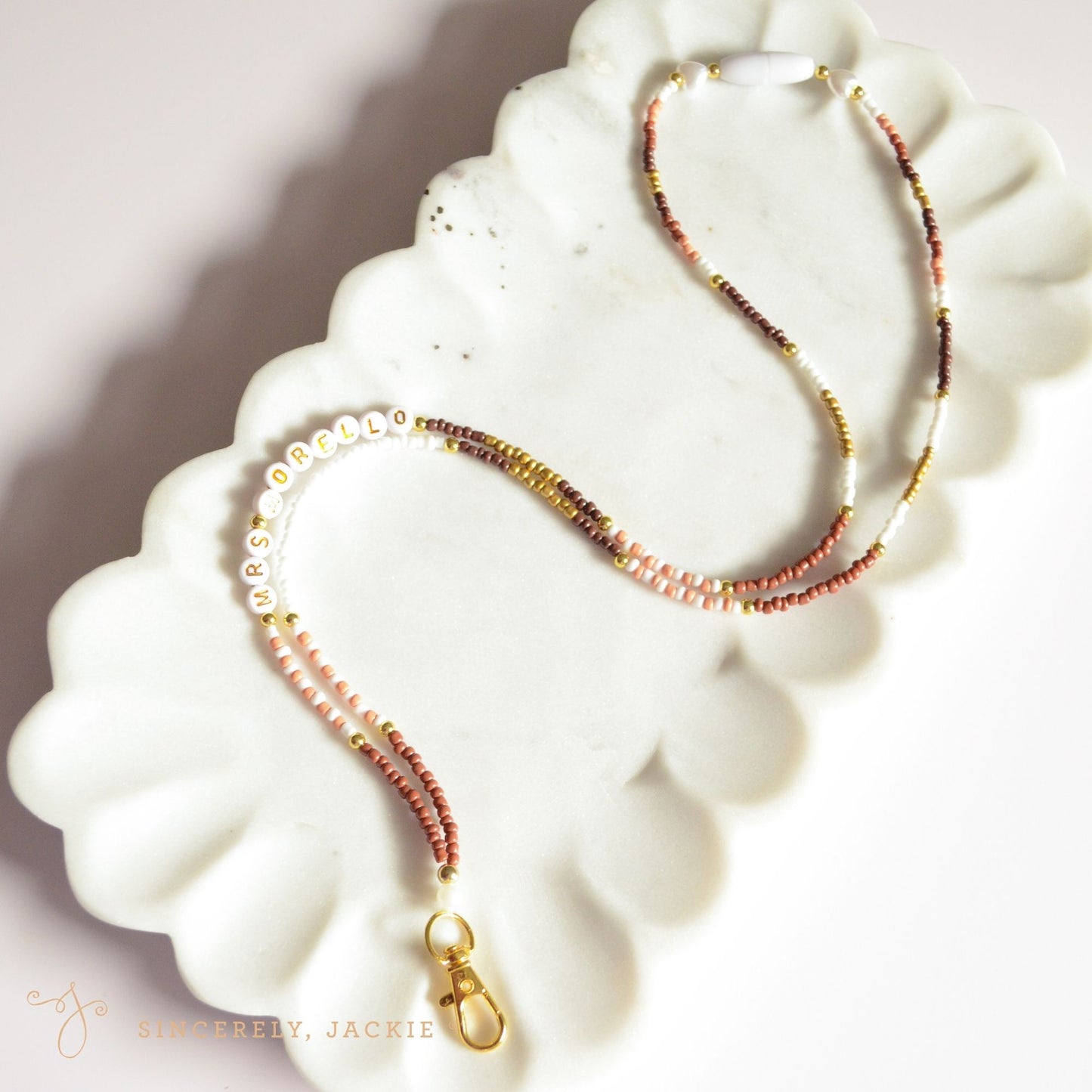 Brown + Gold Badge Lanyard