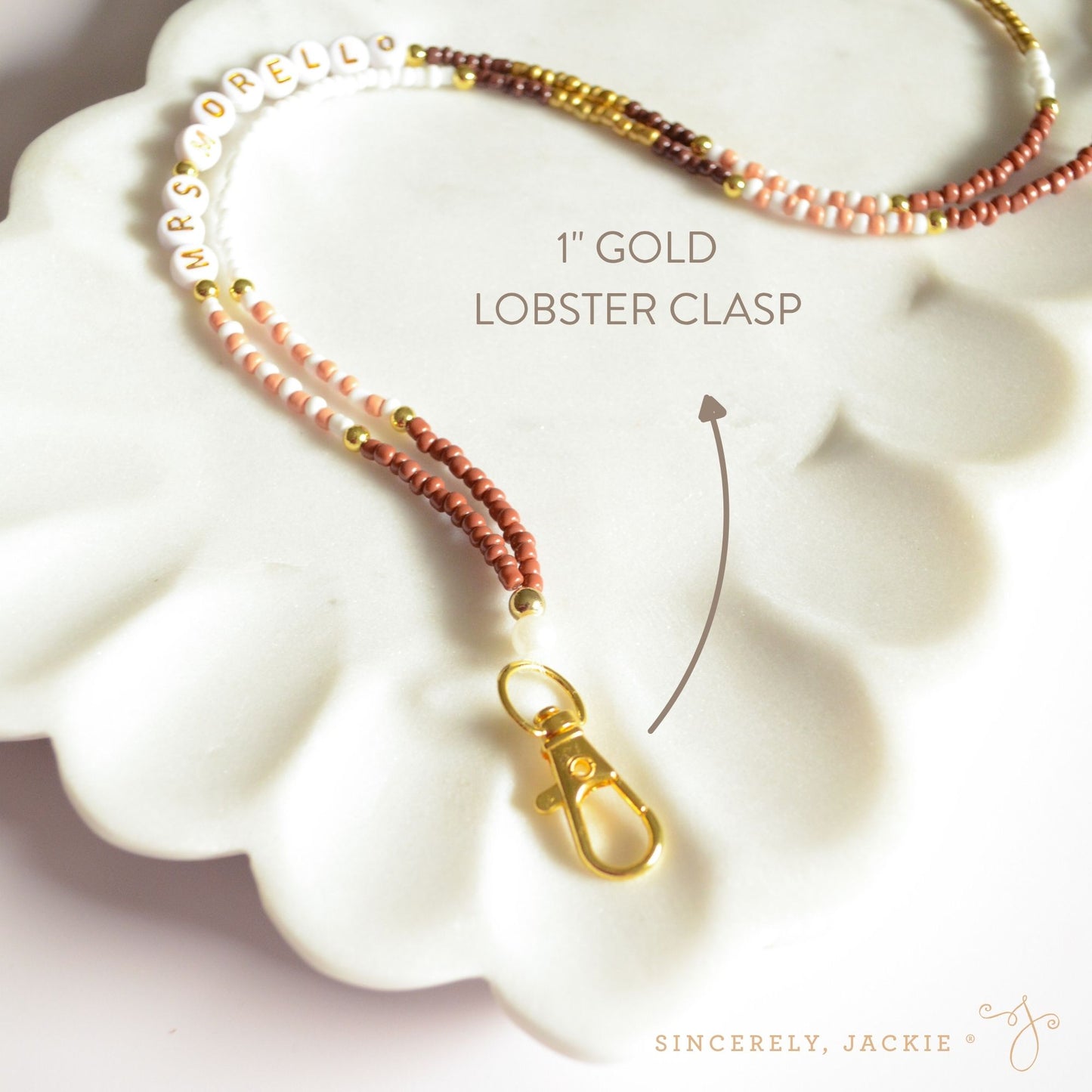 Brown + Gold Badge Lanyard