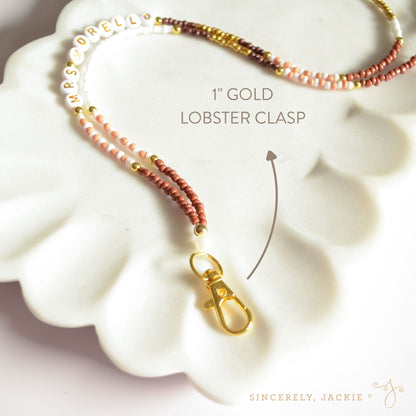 Brown + Gold Badge Lanyard