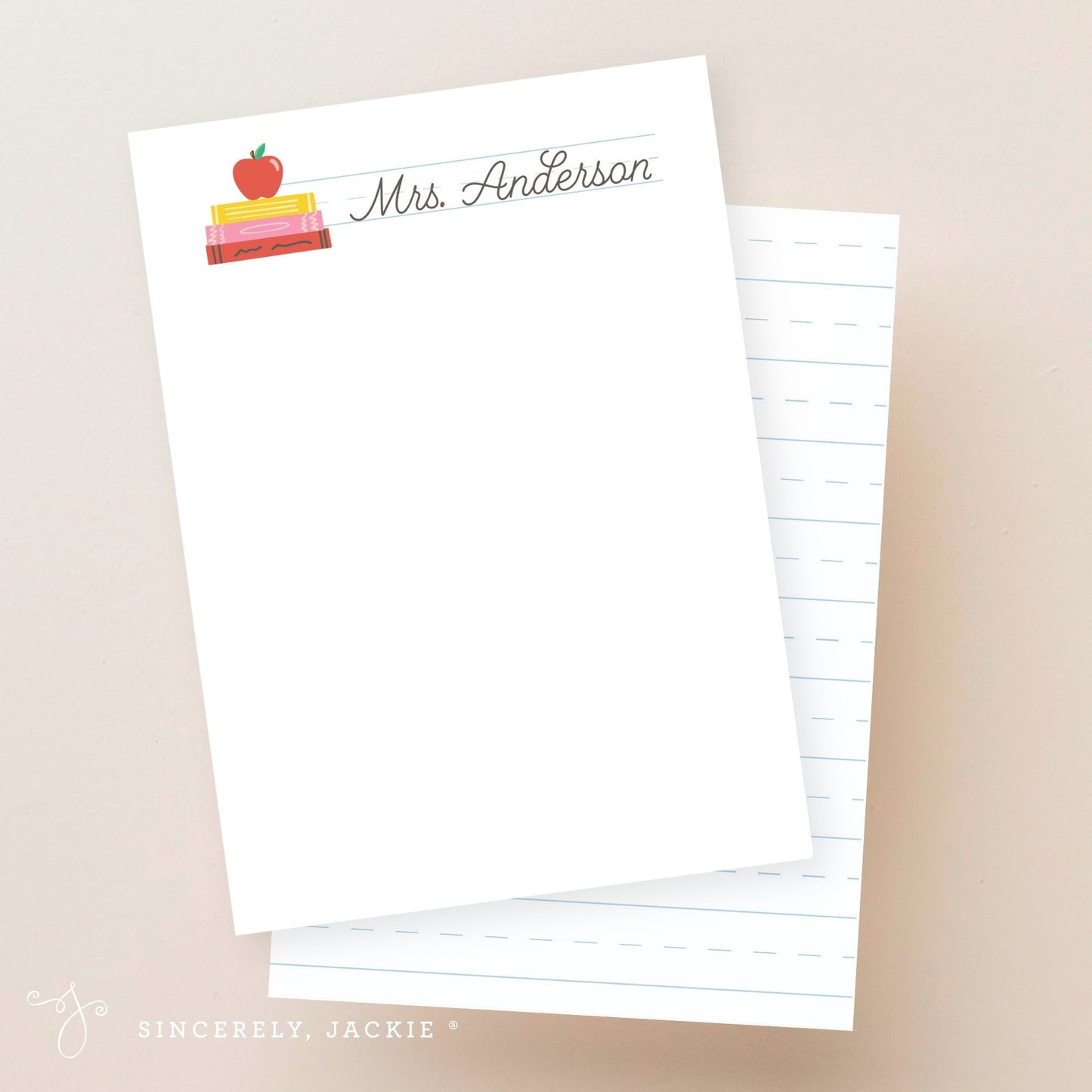 Apple and Books Note Card Set