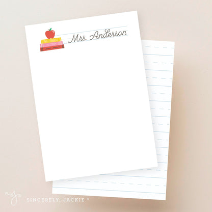 Apple and Books Note Card Set