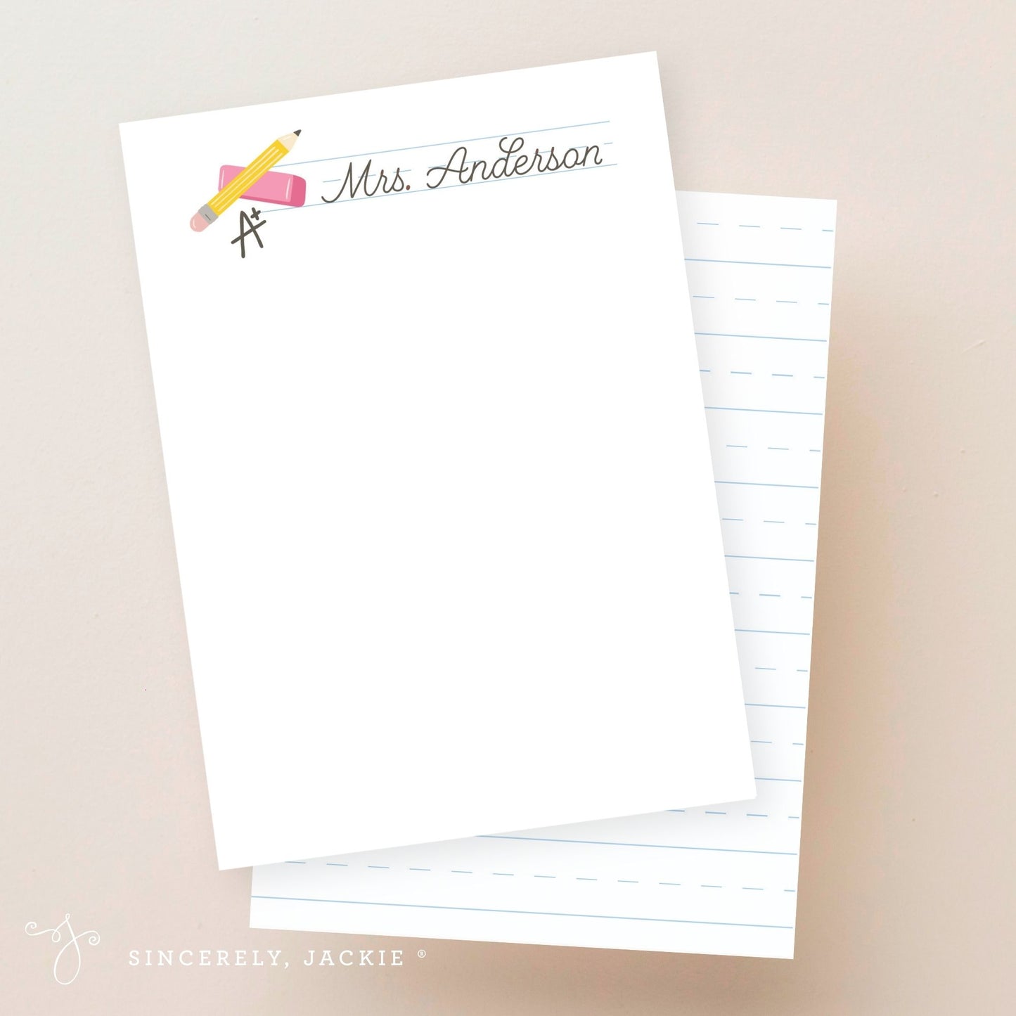 Apple and Books Note Card Set