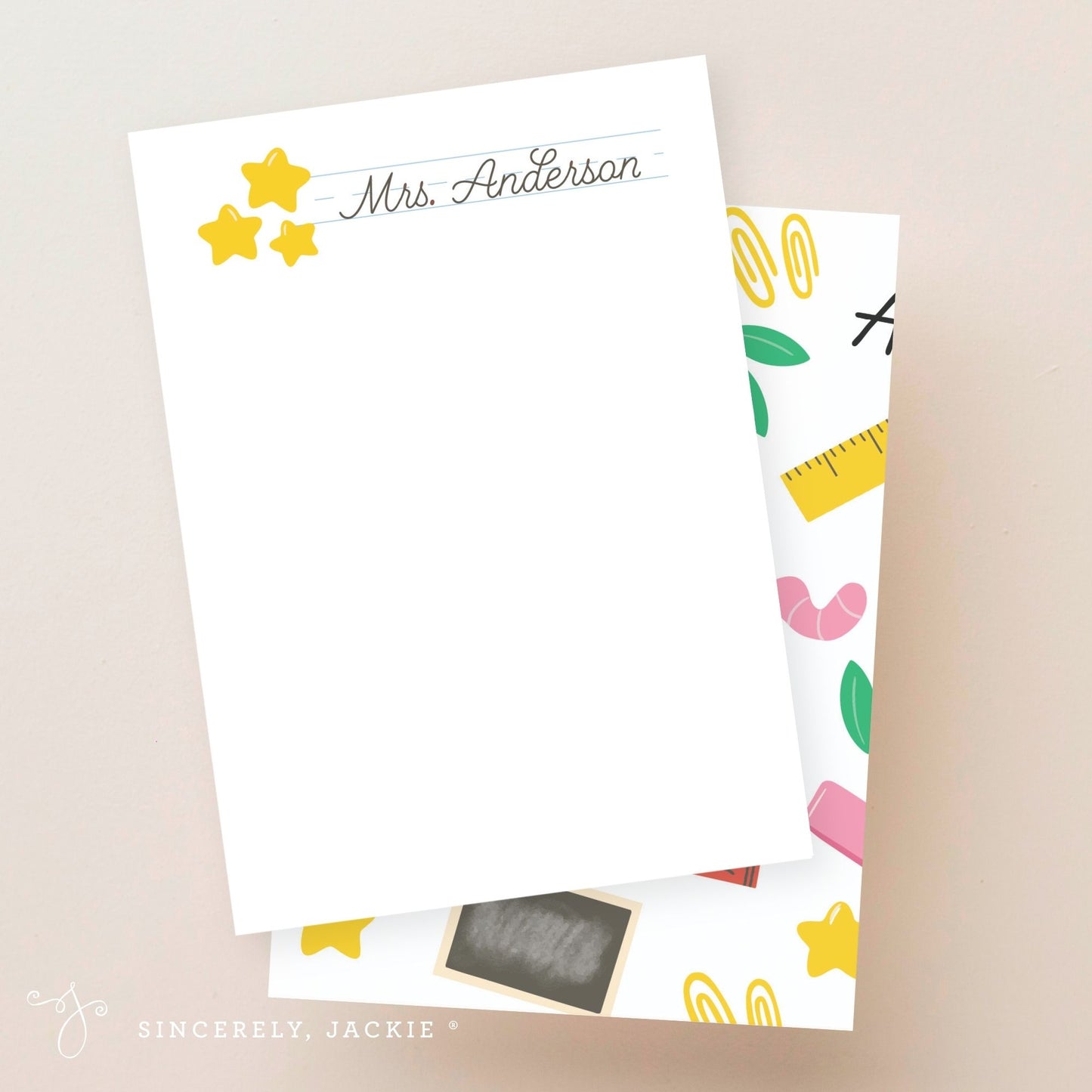 Apple and Books Note Card Set