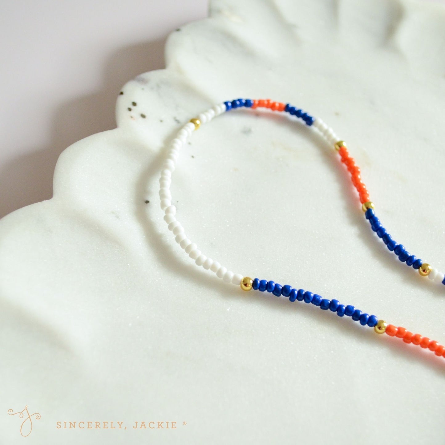 Blue + Orange Beaded Car Disco Ball - Mets, Islanders, Knicks