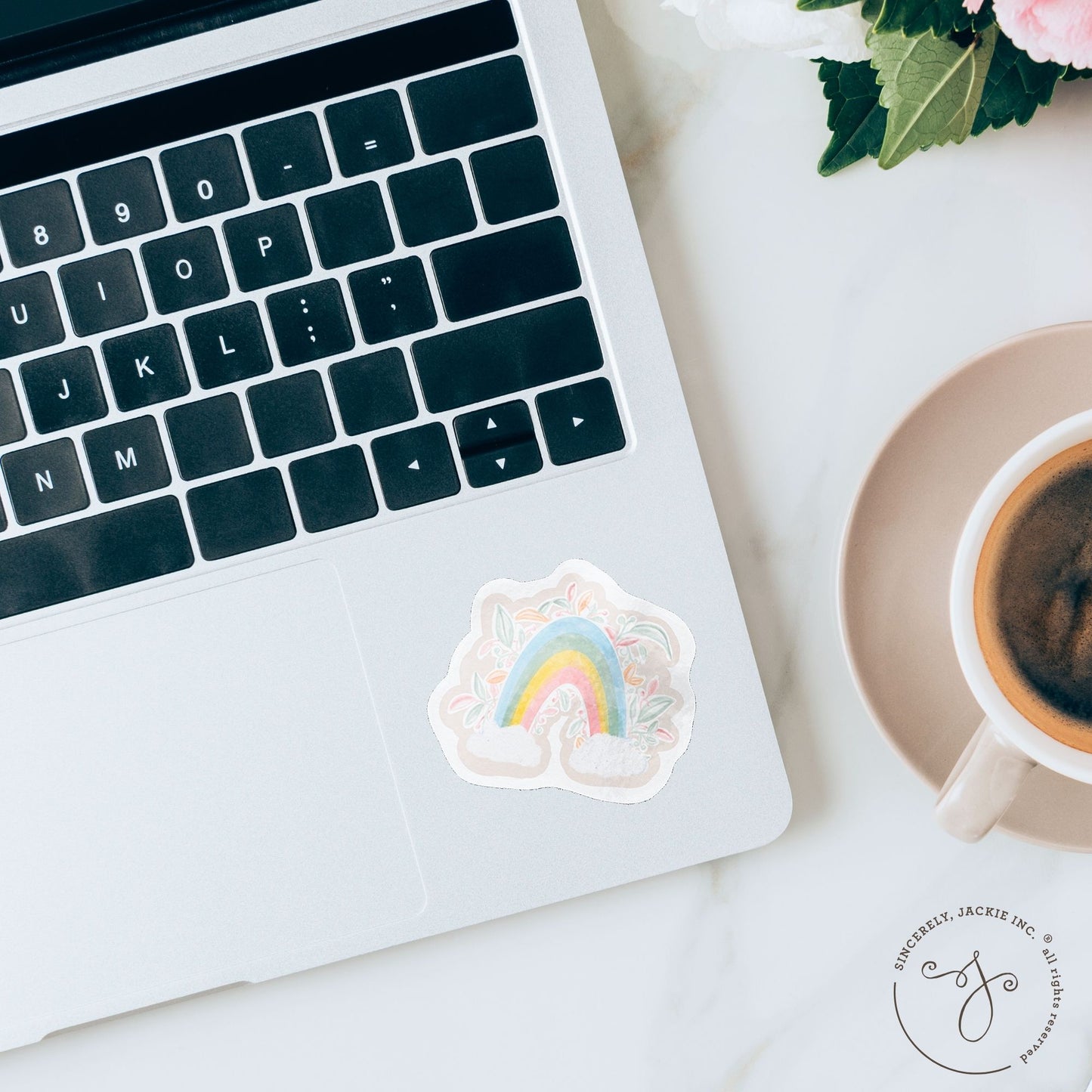 Pastel Rainbow and Flowers Decal Sticker