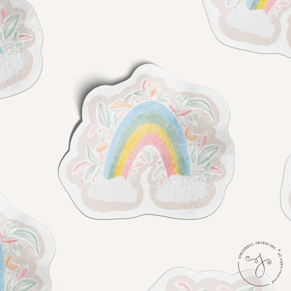 Pastel Rainbow and Flowers Decal Sticker