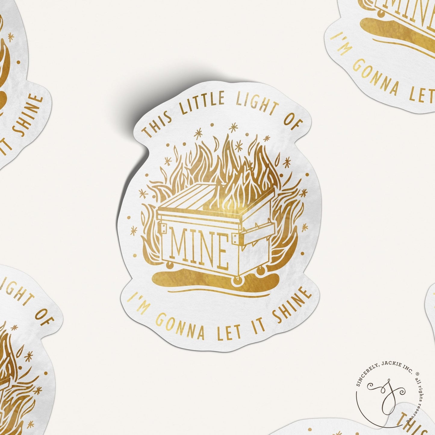 Gold Dumpster Fire Decal Sticker