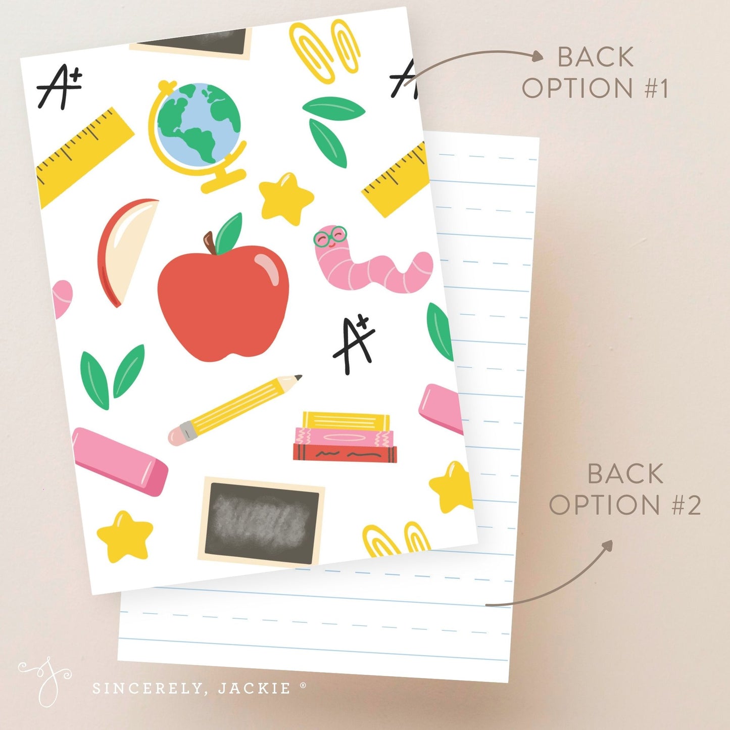 Apple and Books Note Card Set