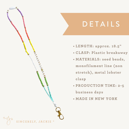Light Rainbow Badge Lanyard