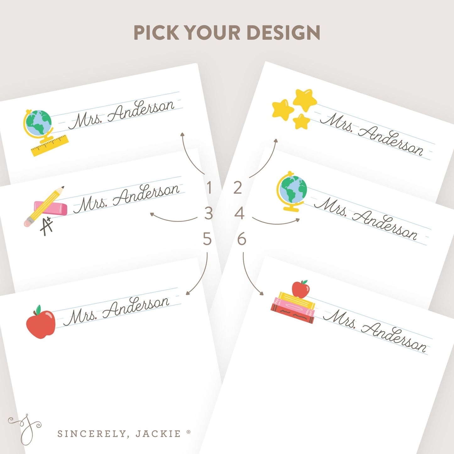 Apple and Books Note Card Set
