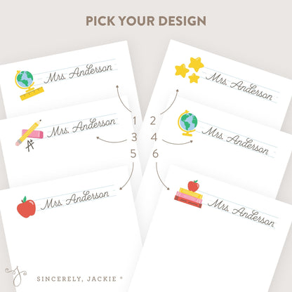Apple and Books Note Card Set