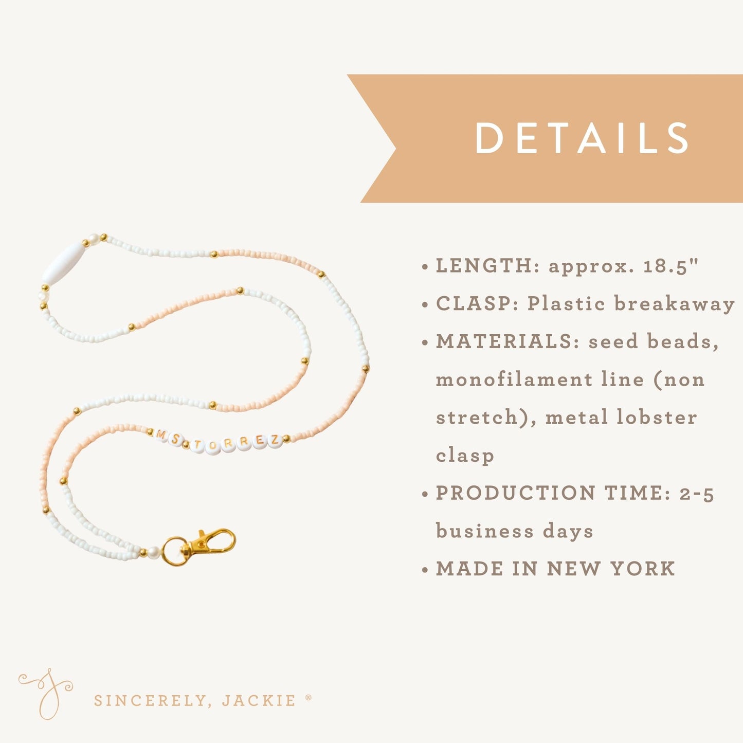Ivory + White Badge Lanyard