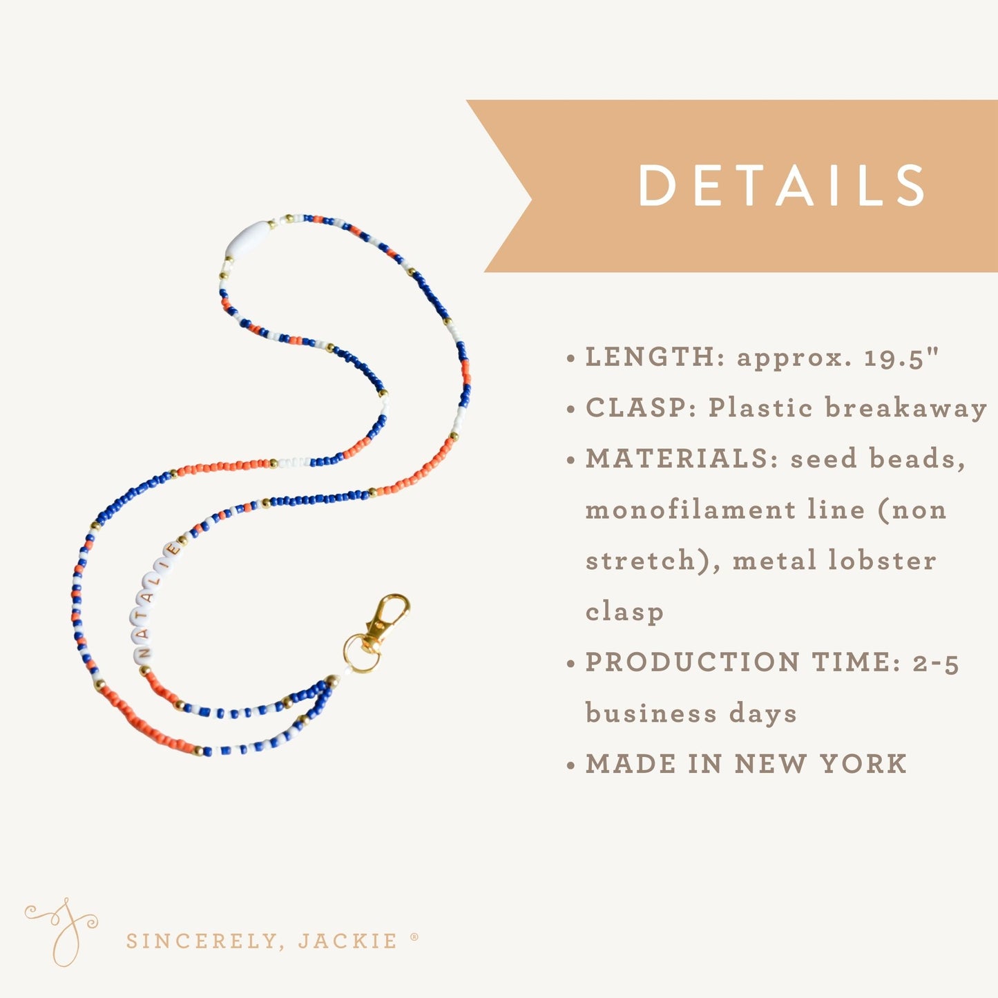Blue + Orange Badge Lanyard - Mets, Islanders, Knicks
