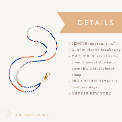 Blue + Orange Badge Lanyard - Mets, Islanders, Knicks