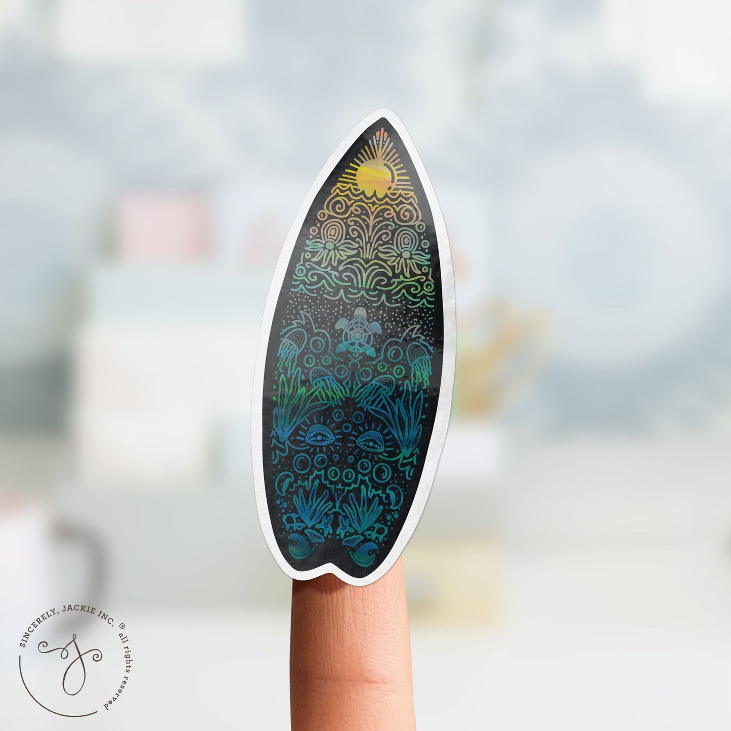 Ombré Ocean Surfboard Decal Sticker
