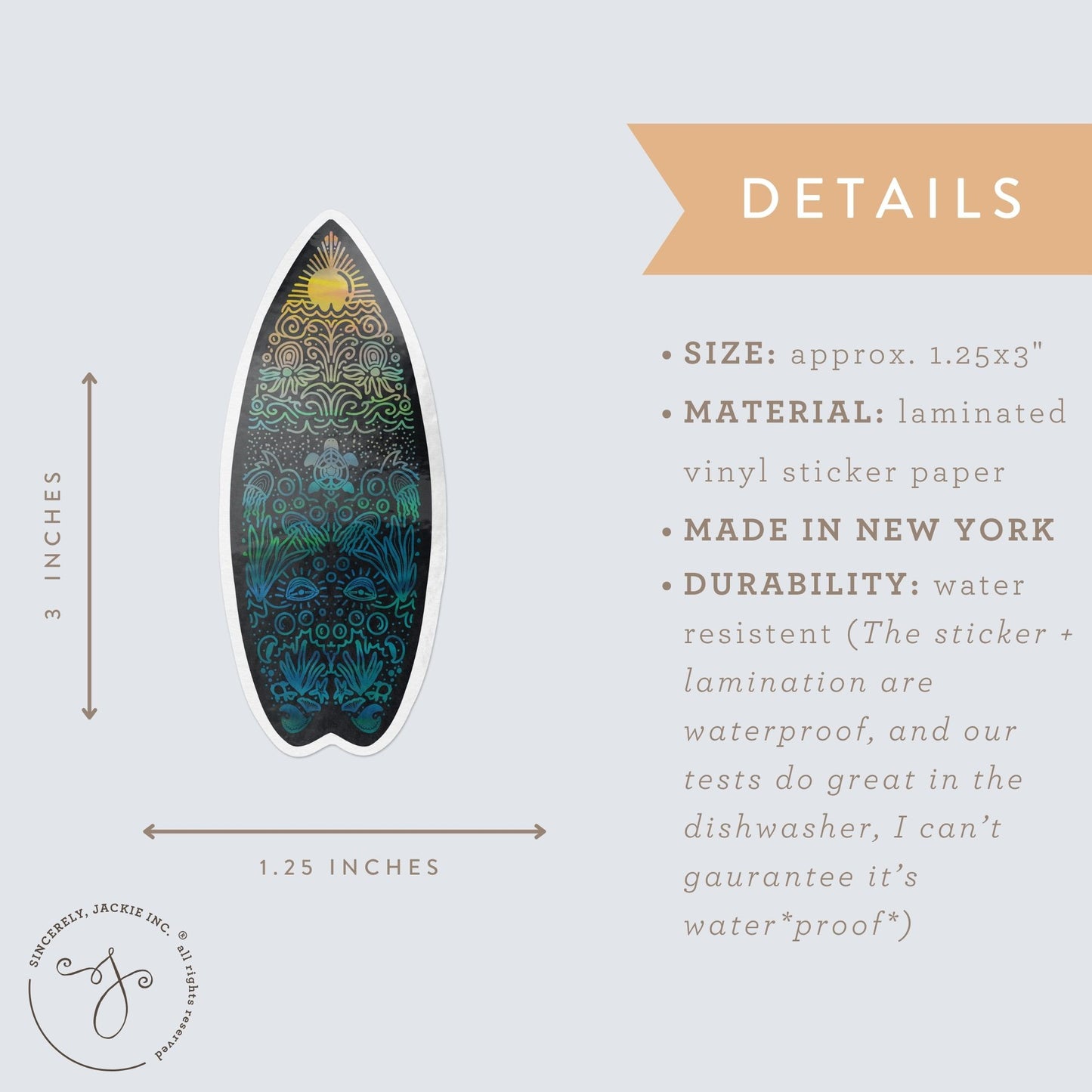 Ombré Ocean Surfboard Decal Sticker