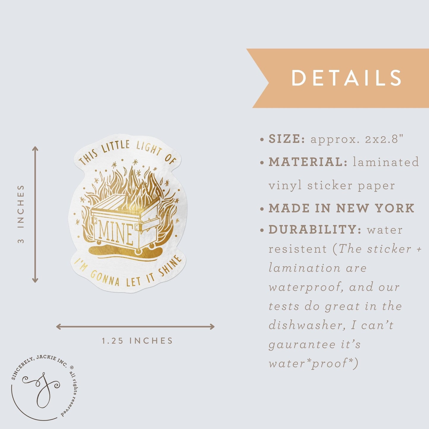 Gold Dumpster Fire Decal Sticker