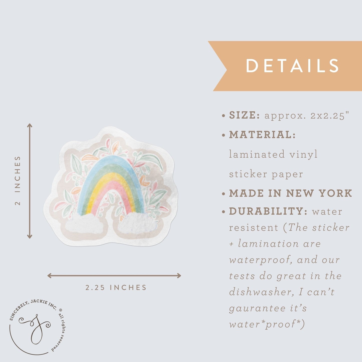 Pastel Rainbow and Flowers Decal Sticker
