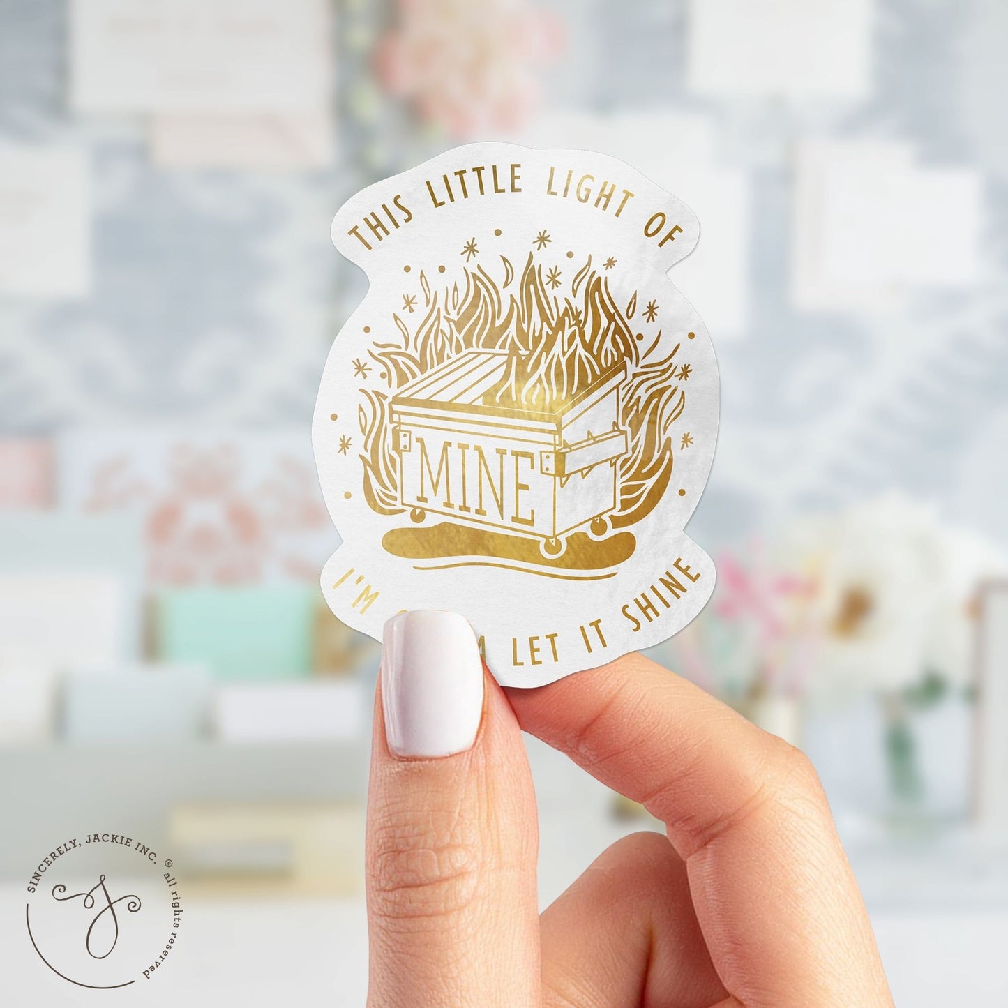 Gold Dumpster Fire Decal Sticker